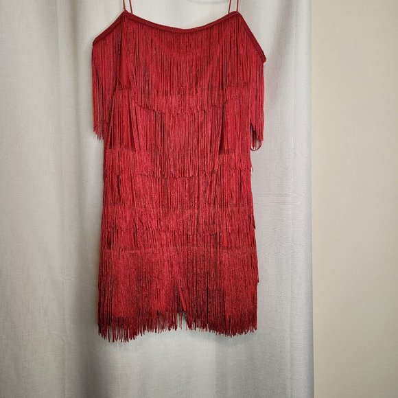 NWT Sincerely Jules Red Fringe Romper - Picture 5 of 7